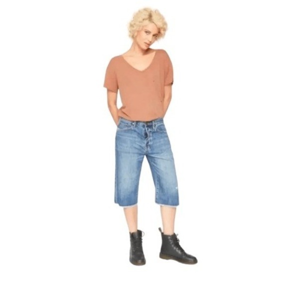 Free People Pants - Free People X Sandrine Rose Jean Shorts Jorts Bermuda Hi-Rise Distressed 28
